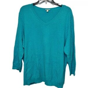Teal V-Neck Women's Sweater